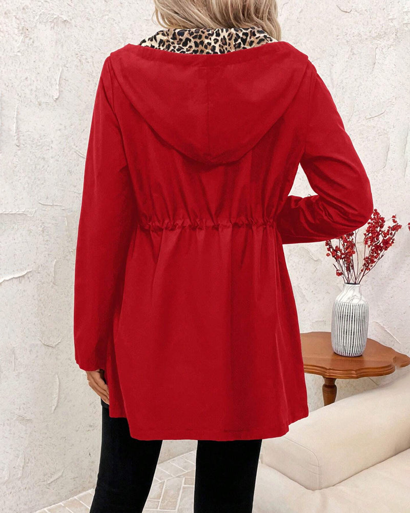 Adriana | Abrigo Reversible con Capucha y Estampado de Leopardo